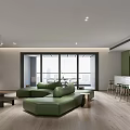 Modern Break Room Interior With Green Sofa Bar Stools Large Windows And Wooden Flooring 3d model