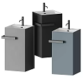 Modern Square Washbasin Design With Various Colored Bodies And Sleek Faucets In Bathroom