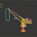 Yellow Tower Crane 3D Model With Extended Boom And Platform Structure