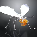 Mechanical Insect Character With Silver Wings And Yellow Gear Eyes