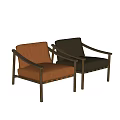 Modern Brown Leather Lounge Chair With Dark Wood Frame And Comfortable Armrests