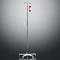 Medical IV Stand With Metal Frame Mobile Wheels And Red Infusion Bag