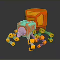 Mechanical Robot Spider Design With Red Yellow Body And Orange Legs