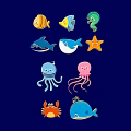 Ocean Animal Pendants Featuring Fish Seahorse Shark Whale Starfish Octopus Jellyfish And Crab