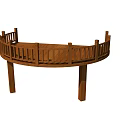 Outdoor Wooden Curved Roadside Facility Safety Railing Structure with Support Posts 3d model