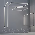 Modern Linear Chandelier Design With Hanging LED Lights And Architectural Lines