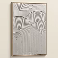 Two Piece Abstract Painting With Wavy Line Texture In Light Tone And Metallic Frame