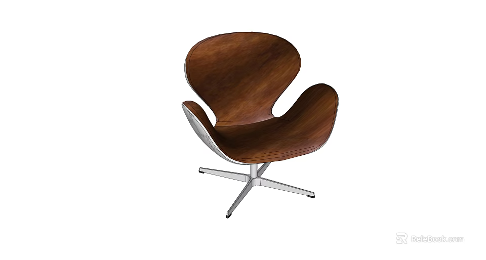 Brown Wooden Stool With Modern Design And Metal Base For Home Decor 3d model 