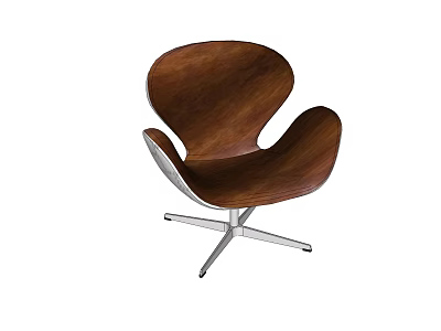 Brown Wooden Stool With Modern Design And Metal Base For Home Decor 3d model