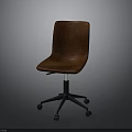 Brown Leather Office Chair With Swivel Base And Rolling Casters 3d model