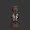 Vintage Copper Lantern With Metal Frame Glass Shade And Reflective Base