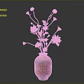 Textured Orange Blue Gradient Vase With Orange Flowers And Brown Stems