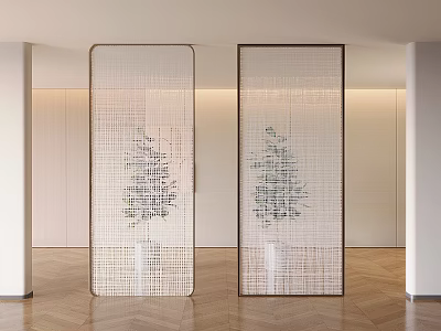 Hotel Silk Glass Entrance Industrial Screen Partition Silk Glass 3d model