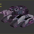 Sci Fi Style Tank With Blue Gray Color Multiple Tracks And Advanced Weaponry 3d model