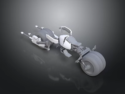 Gray Concept Motorcycle 3D Model With Large Wheels And Detailed Mechanical Design Structure 3d model