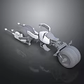 Gray Concept Motorcycle 3D Model With Large Wheels And Detailed Mechanical Design Structure