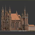 Intricate Church Architectural Model With Spires Towers Orange Roof And Arched Windows