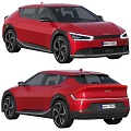 Red Kia Crossover Car Featuring LED Headlights Full Width Taillights And Black Alloy Wheels
