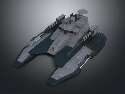 Sci-Fi Military Spaceship 3D Model with Weapon Systems Radar Structure and Streamlined Body 3d model