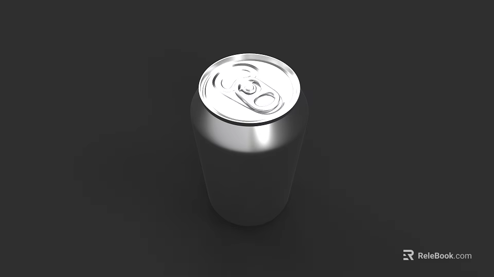 Shiny Silver Aluminum Beverage Can With Pull Tab Isolated On Black Background 3d model 