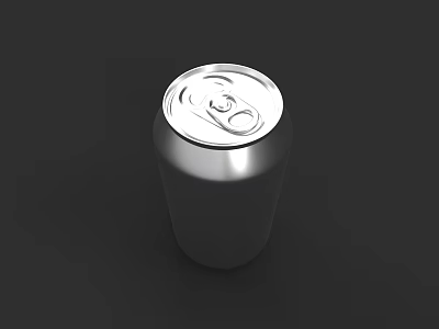 Shiny Silver Aluminum Beverage Can With Pull Tab Isolated On Black Background 3d model