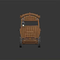 Vintage Wooden Cart With Classic Design On Grassy Ground And Dirt Trail