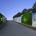 Honesty Fortification Advertising Fence With Green Trees Road And Bottom Flower Plants