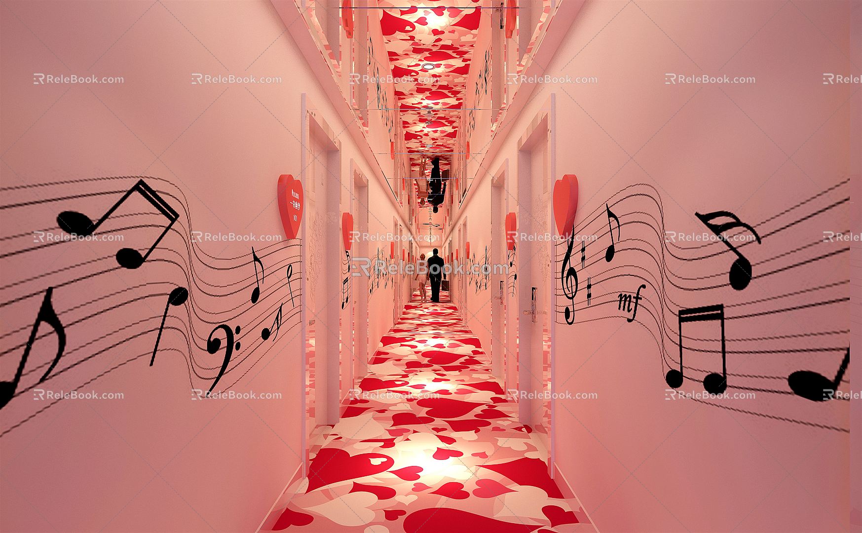 Modern Away Hotel Personality Corridor 3d model