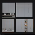 Modern White Wardrobe Design With Sliding Doors And Functional Storage Space 3d model