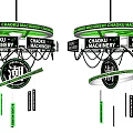 CHADU MACHINERY Hanging Mechanical Decor With Green Rings And Black Elements