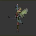 Detailed Mythical Fairy Character With Colorful Wings Bird Companion And Floral Headpiece