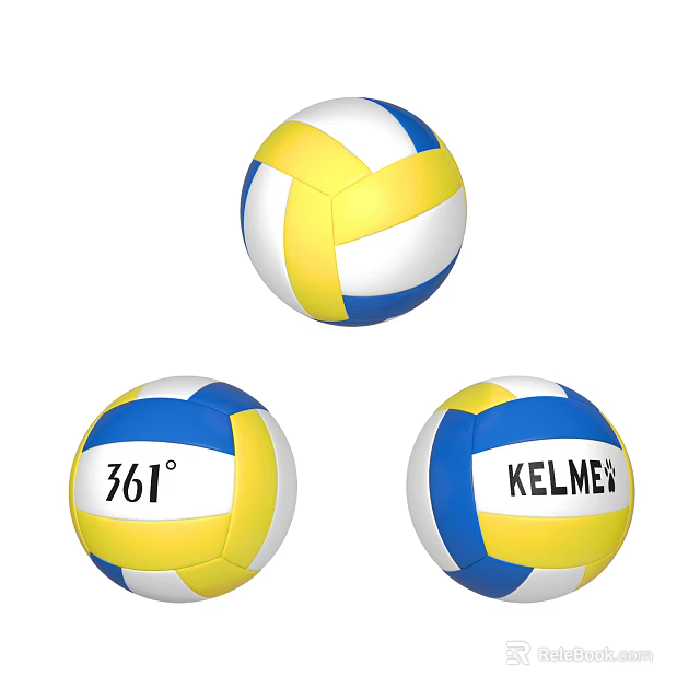 Colorful Volleyballs Sports Equipment With 361° KELMER Yellow White Blue Design 3d model 