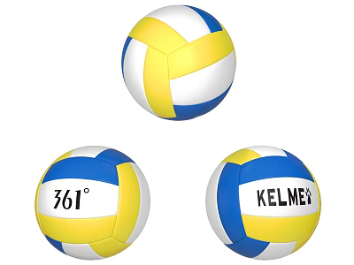 Colorful Volleyballs Sports Equipment With 361° KELMER Yellow White Blue Design 3d model