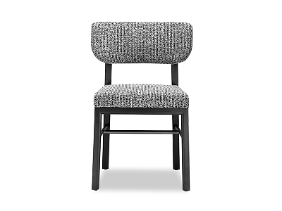Modern Minimalist Single Chair with Textured Fabric Upholstery and Black Wooden Legs 3d model