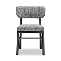 Modern Minimalist Single Chair with Textured Fabric Upholstery and Black Wooden Legs