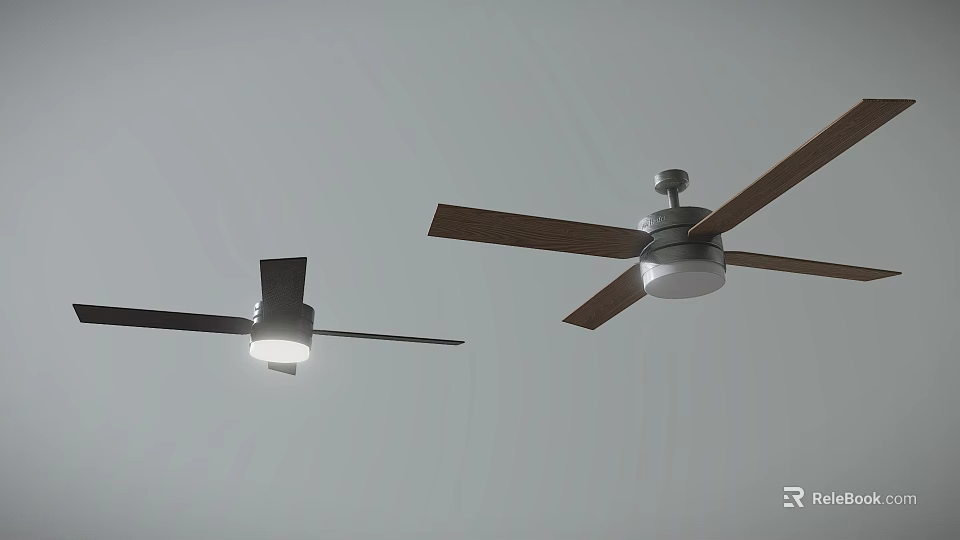 Modern Ceiling Fan Furniture Design With Wooden Blades And Integrated Light Fixture 3d model 