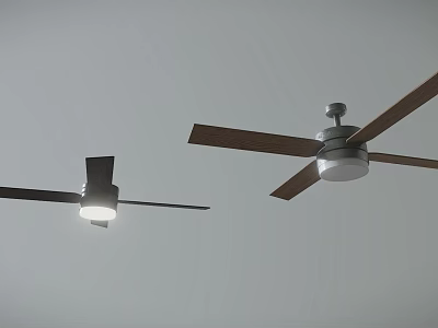 Modern Ceiling Fan Furniture Design With Wooden Blades And Integrated Light Fixture 3d model