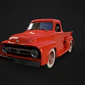 Vintage Red Pickup Truck With Single Cab White Wheels And Classic Design