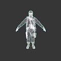 Man in Black Police Uniform With POLICE Text and Full Tactical Gear on Black Background