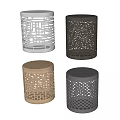 Perforated Design Stools in Modern Style with Metal and Wooden Materials and Various Colors