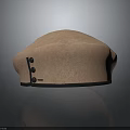 Brown Felt Beret Hat With Black Trim And Decorative Buttons Fashion Accessory