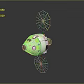 White Spacecraft Model With Green Solar Panels Black Bottom Components And Surface Markings 3d model