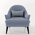 Light Blue Modern Fabric Single Sofa With Armrest Geometric Pattern Pillow And Black Legs 3d model