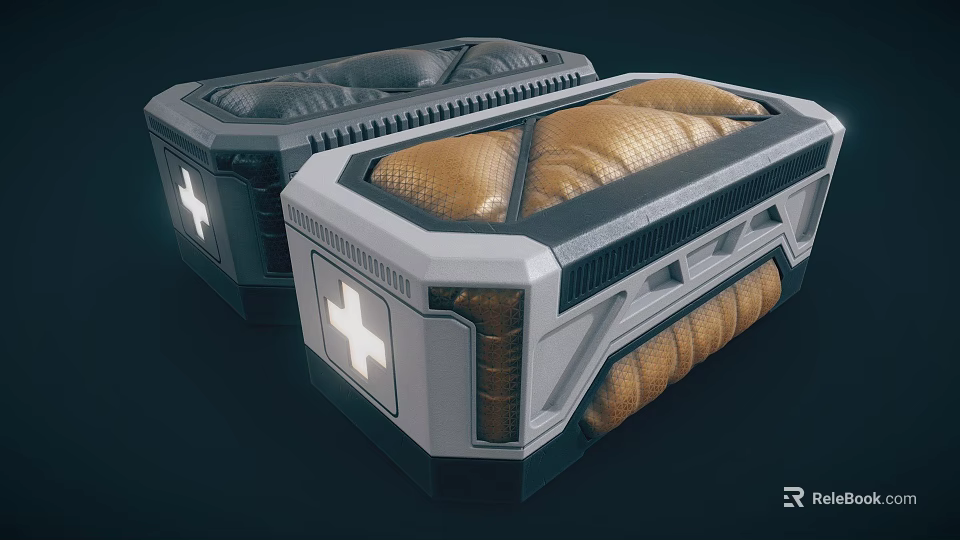 Two Modern Storage Boxes with Cross Symbol Gray and Gold Textured Surface Design 3d model