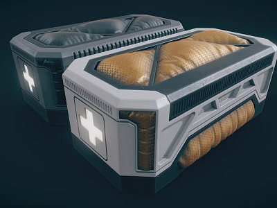 Two Modern Storage Boxes with Cross Symbol Gray and Gold Textured Surface Design 3d model