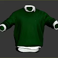 Stylish Green Sweater With White Collar And Cuffs For Casual Wear