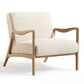 Comfortable Beige Single Sofa With Plush Fabric And Wooden Frame Modern Design