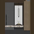 Modern Foyer Hallway Interior With Hanging Pendant Light Marble Console And Decorative Plant