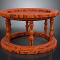 Round Wooden Furniture Table with Intricate Carved Design and Decorative Pillar Supports