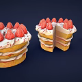 Layered Strawberry Cake With Cream Topping Fresh Strawberries And Red Sprinkles Sliced And Whole